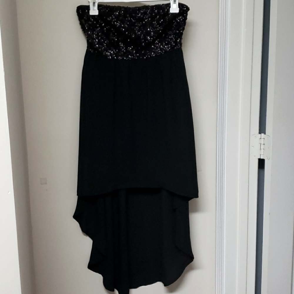 Black High Low Strapless Dress